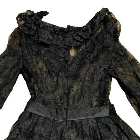 NWT BLACK LA BOUTIQUE EVENING COCKTAIL DRESS SZ 6 1950s SHEER LACE WOMENS - Picture 3 of 6